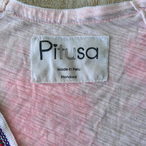 Pitusa Inca Pink/White Tie-Dye Short Sleeve Long Maxi Dress Pima Cotton Medium - Picture 5 of 8